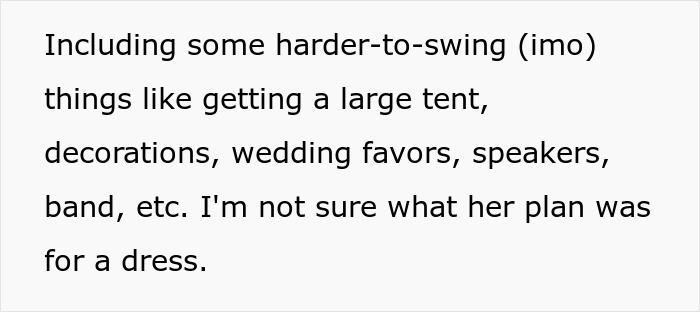 Text excerpt discussing the challenges a bride faces when planning an elaborate wedding without spending money. Text excerpt discussing the challenges a bride faces when planning an elaborate wedding without spending money.