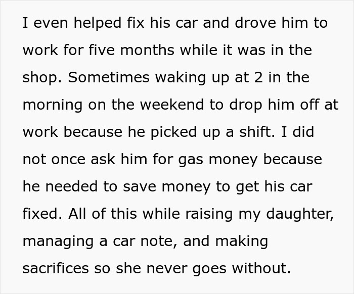 Text showing a sister explaining how she helped fix her useless bro’s car and supported him while managing her own responsibilities. Text showing a sister explaining how she helped fix her useless bro’s car and supported him while managing her own responsibilities.