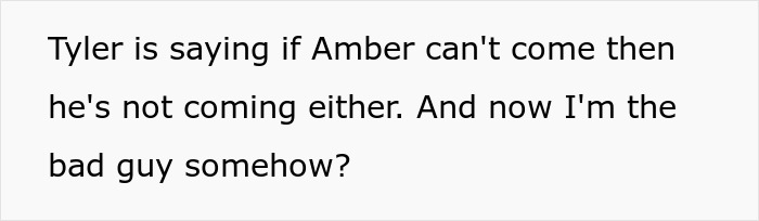 Text message stating a man draws a line over his bro&rsquo;s girlfriend mocking his wife, causing family conflict at Thanksgiving.