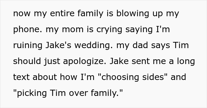 Text message exchange showing family drama after man uninvites brother-in-law from wedding following years of mocking. Text message exchange showing family drama after man uninvites brother-in-law from wedding following years of mocking.