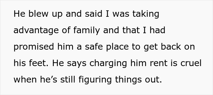 Text excerpt about a guy mooching off cousin for six months and refusing to pay $400 rent calling her heartless. Text excerpt about a guy mooching off cousin for six months and refusing to pay $400 rent calling her heartless.