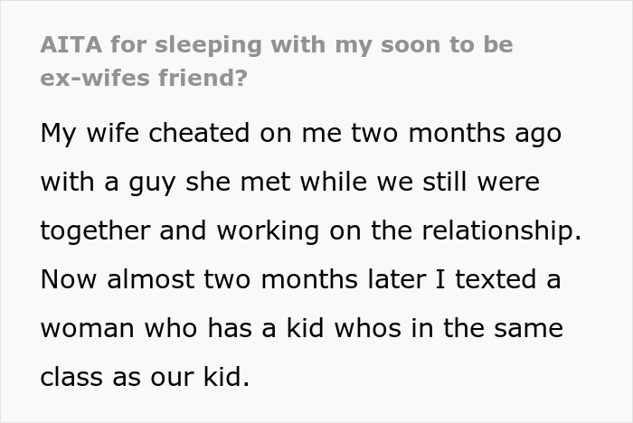 Text excerpt discussing a wife cheating and a man starting a new life after betrayal in a relationship. Text excerpt discussing a wife cheating and a man starting a new life after betrayal in a relationship.