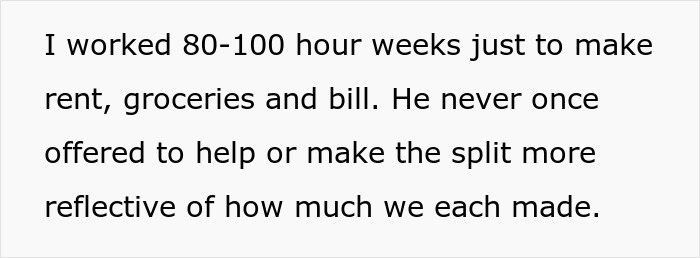 Text about working long hours to cover expenses while boyfriend never helps, highlighting financial imbalance in millionaire BF relationship. Text about working long hours to cover expenses while boyfriend never helps, highlighting financial imbalance in millionaire BF relationship.