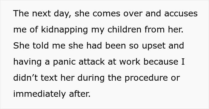 Mother accuses daughter of kidnapping after no updates during child's medical procedure causing panic attack. Mother accuses daughter of kidnapping after no updates during child's medical procedure causing panic attack.