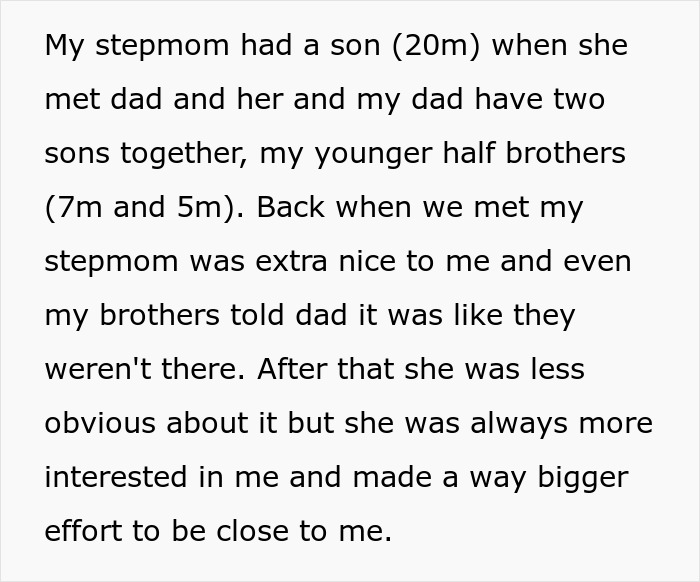 Text excerpt discussing a woman obsessed with being a bonus mom and her stepdaughter rejecting the mom role. Text excerpt discussing a woman obsessed with being a bonus mom and her stepdaughter rejecting the mom role.