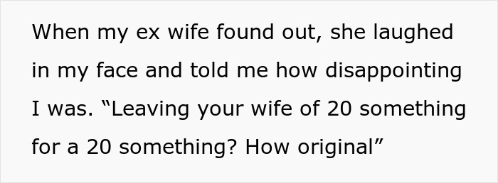 Text excerpt showing a man’s regret after leaving wife for a younger woman, realizing the brutal truth he faced. Text excerpt showing a man’s regret after leaving wife for a younger woman, realizing the brutal truth he faced.
