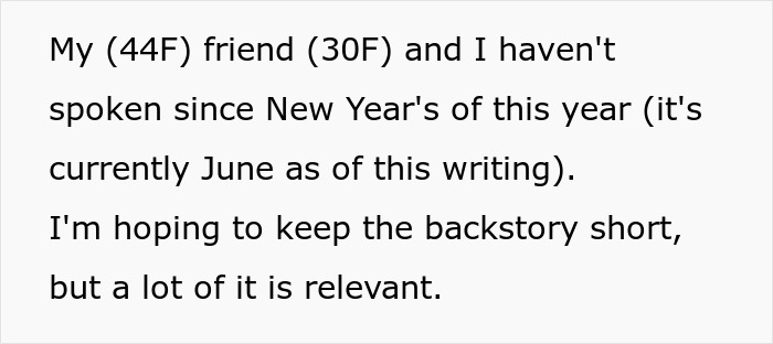 Text excerpt from a woman explaining the end of a long friendship with her friend who has five kids and multiple dads. Text excerpt from a woman explaining the end of a long friendship with her friend who has five kids and multiple dads.