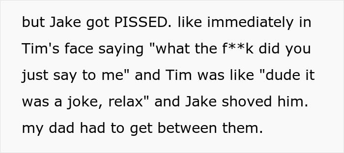 Text excerpt showing a heated argument after a joke leads to conflict between brothers-in-law at a family event. Text excerpt showing a heated argument after a joke leads to conflict between brothers-in-law at a family event.