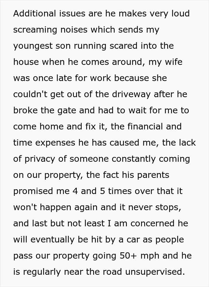 Man describes ongoing issues with neighbors’ disabled son raiding trash, causing disturbances and safety concerns. Man describes ongoing issues with neighbors’ disabled son raiding trash, causing disturbances and safety concerns.