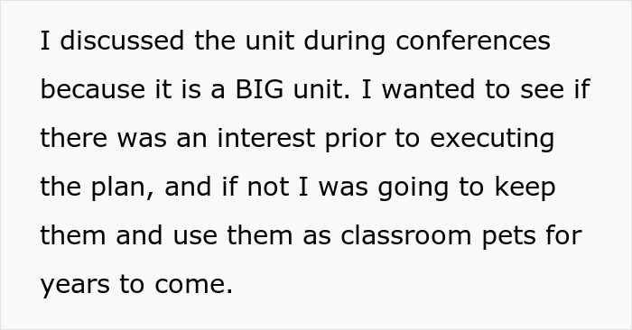 Text on a screen discussing keeping hermit crabs as classroom pets and gauging interest before starting the unit. Text on a screen discussing keeping hermit crabs as classroom pets and gauging interest before starting the unit.