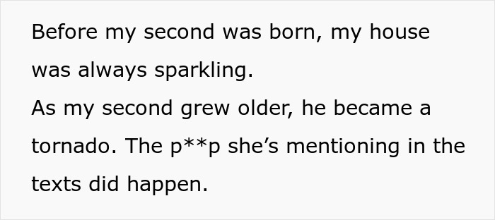 Text message conversation showing a tired mom explaining house mess caused by her kids amid bestie shaming. Text message conversation showing a tired mom explaining house mess caused by her kids amid bestie shaming.