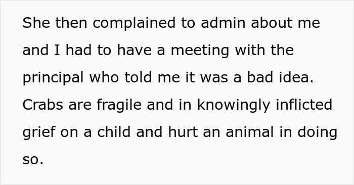 Teacher faces backlash from parent after hermit crab pets given to kids result in the death of one fragile crab. Teacher faces backlash from parent after hermit crab pets given to kids result in the death of one fragile crab.