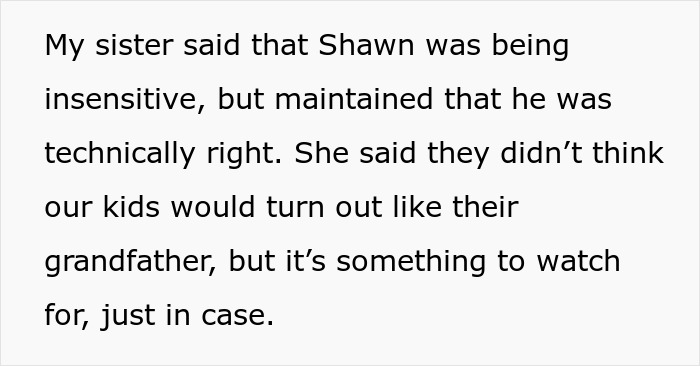 Text screenshot showing a family disagreement causing shock and ban from Thanksgiving involving a man’s controversial theory.