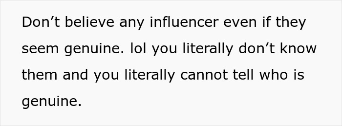 Text about distrust in influencers, highlighting gym influencer lies online and impact on her boyfriend. Text about distrust in influencers, highlighting gym influencer lies online and impact on her boyfriend.