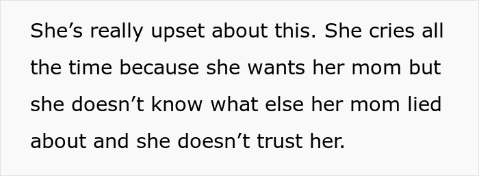 Text about an autistic child upset and crying, feeling betrayed after discovering mom’s supposed work trip was a vacation.