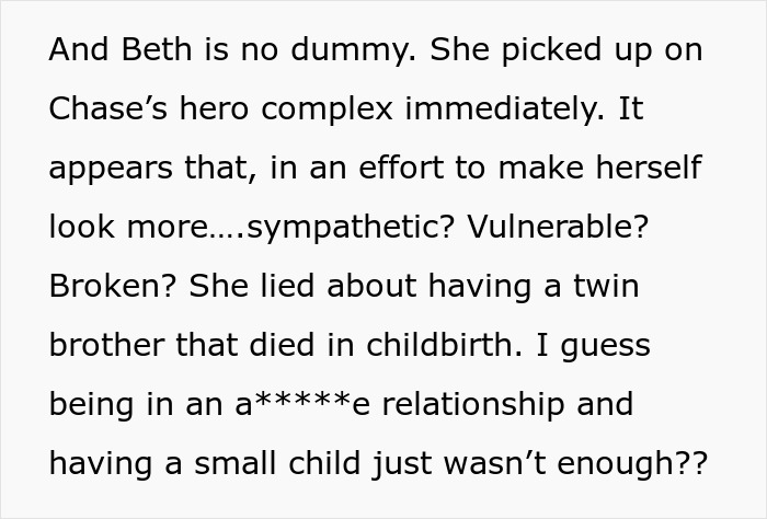 Sister revealed dead brother lie to appear vulnerable and gain sympathy in a complicated relationship with a small child involved.