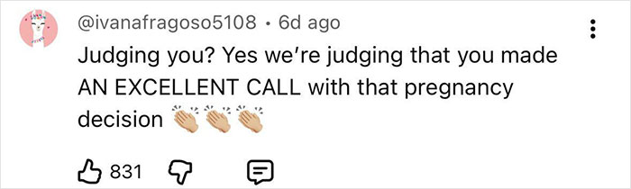 Social media comment praising an excellent call related to a pregnancy decision amid disturbing new details after adult star split. Social media comment praising an excellent call related to a pregnancy decision amid disturbing new details after adult star split.