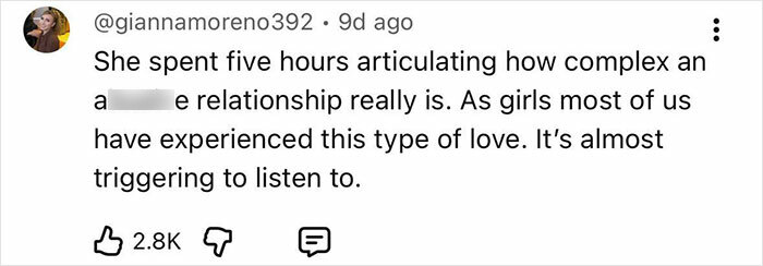 Screenshot of a social media post discussing the complex and triggering nature of an adult star’s relationship after split. Screenshot of a social media post discussing the complex and triggering nature of an adult star’s relationship after split.