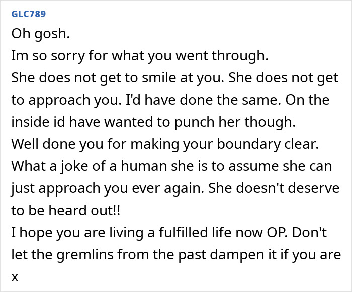 Comment expressing sympathy for a pregnant woman crushed after bestie and ex humiliate her, praising her boundary setting. Comment expressing sympathy for a pregnant woman crushed after bestie and ex humiliate her, praising her boundary setting.