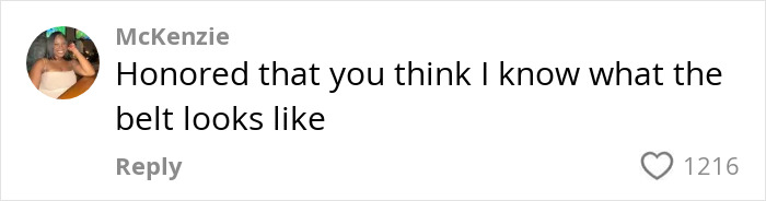 Comment by McKenzie on social media, discussing a belt, related to billionaire influencer backlash Hermès shopping haul. Comment by McKenzie on social media, discussing a belt, related to billionaire influencer backlash Hermès shopping haul.
