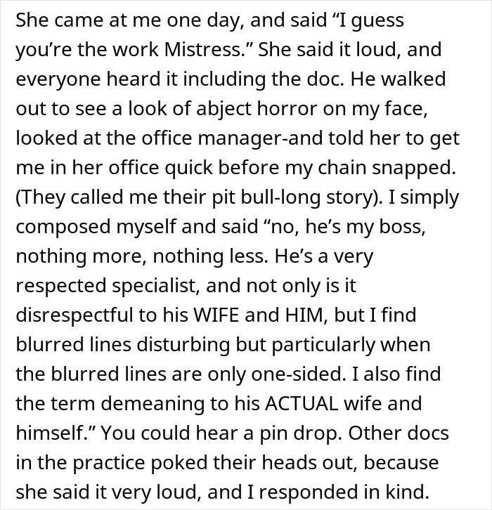 Text excerpt showing a workplace conflict involving a man’s work wife sending hearts and selfies causing upset. Text excerpt showing a workplace conflict involving a man’s work wife sending hearts and selfies causing upset.