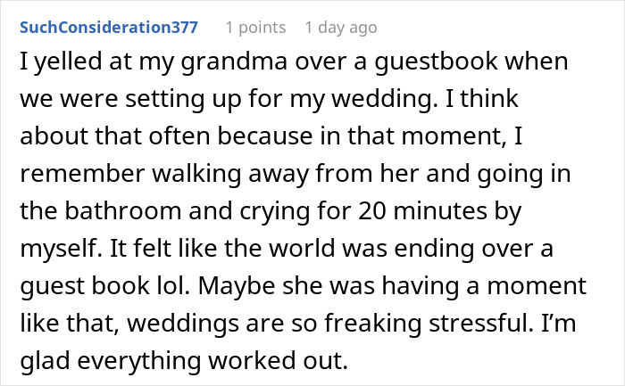 Bridesmaid doing her nails before a wedding, causing the bride to feel self-conscious and upset.