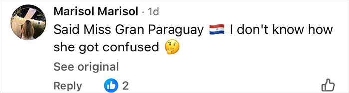 Screenshot of a social media comment reacting to Miss Panama's painfully awkward onstage fail during a pageant event. Screenshot of a social media comment reacting to Miss Panama's painfully awkward onstage fail during a pageant event.