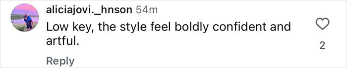 Comment on social media by user aliciajovi._hnson praising a pop star's boldly confident and artful style at Paris Fashion Week. Comment on social media by user aliciajovi._hnson praising a pop star's boldly confident and artful style at Paris Fashion Week.