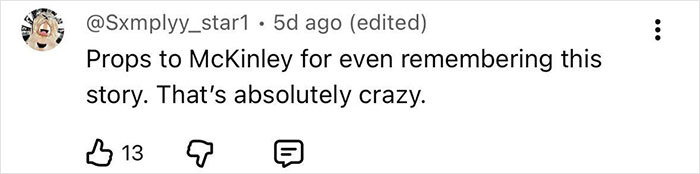 Comment by user Sxmplyy_star1 praising McKinley for remembering a disturbing new detail after adult star breaks silence on split. Comment by user Sxmplyy_star1 praising McKinley for remembering a disturbing new detail after adult star breaks silence on split.