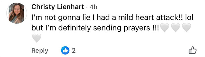 Comment from Christy Lienhart mentioning a mild heart attack and sending prayers amid Dolly Parton's health struggles. Comment from Christy Lienhart mentioning a mild heart attack and sending prayers amid Dolly Parton's health struggles.