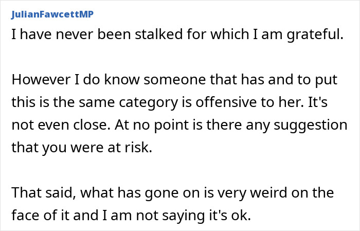 Text excerpt discussing being stalked and feeling offended, related to DIL freaked out by mystery number calls from her MIL. Text excerpt discussing being stalked and feeling offended, related to DIL freaked out by mystery number calls from her MIL.