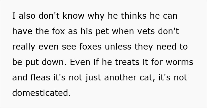 Text about man insisting on installing a cat flap while wife suspects it's for his unusual pet fox in their home.