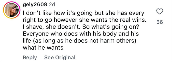 Screenshot of a social media comment reacting to a pop star dyeing her armpit hair at Paris Fashion Week. Screenshot of a social media comment reacting to a pop star dyeing her armpit hair at Paris Fashion Week.