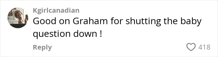 Comment praising Graham Norton for stopping an insensitive question about Taylor Swift during an interview. Comment praising Graham Norton for stopping an insensitive question about Taylor Swift during an interview.