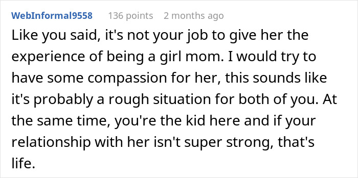 Screenshot of a comment discussing a woman obsessed with being a bonus mom facing challenges with her stepdaughter. Screenshot of a comment discussing a woman obsessed with being a bonus mom facing challenges with her stepdaughter.