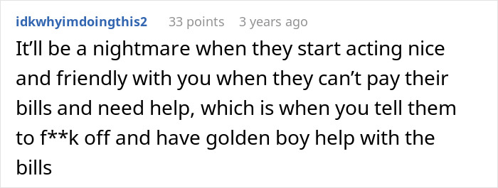 Screenshot of a forum comment discussing golden child losing parents money and crypto struggles in family finances. Screenshot of a forum comment discussing golden child losing parents money and crypto struggles in family finances.