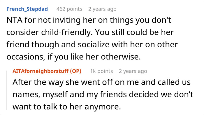 Screenshot of a forum discussion about a mom of 4 bringing her kids and upsetting group activities with neighbors. Screenshot of a forum discussion about a mom of 4 bringing her kids and upsetting group activities with neighbors.