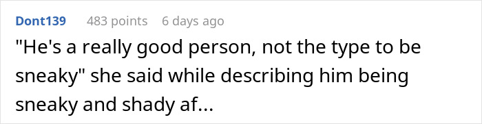 Screenshot of a user comment discussing trust issues related to relationship break every year in online forum. Screenshot of a user comment discussing trust issues related to relationship break every year in online forum.