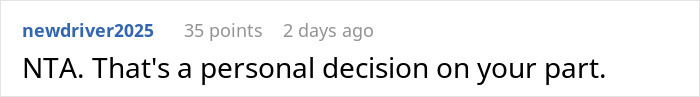 Reddit comment reading NTA and noting a personal decision, related to woman expecting help from ex-husband after leaving him. Reddit comment reading NTA and noting a personal decision, related to woman expecting help from ex-husband after leaving him.