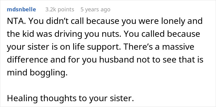 Text post from Reddit user mdsnbelle discussing a husband using boys trip as a disguise for affair during family emergency. Text post from Reddit user mdsnbelle discussing a husband using boys trip as a disguise for affair during family emergency.