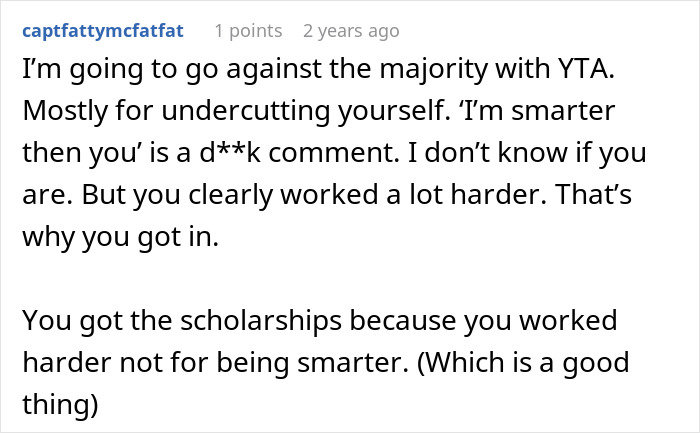 Screenshot of a Reddit comment discussing the golden child’s reality check after sister’s college acceptance and scholarships. Screenshot of a Reddit comment discussing the golden child’s reality check after sister’s college acceptance and scholarships.