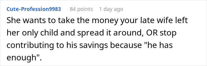 Comment about wife throwing tantrum over husband not revealing stepson's inheritance from late mother on a discussion forum. Comment about wife throwing tantrum over husband not revealing stepson's inheritance from late mother on a discussion forum.