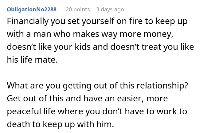 Comment about financial struggle in a relationship where GF takes loan to pay millionaire BF back. Comment about financial struggle in a relationship where GF takes loan to pay millionaire BF back.