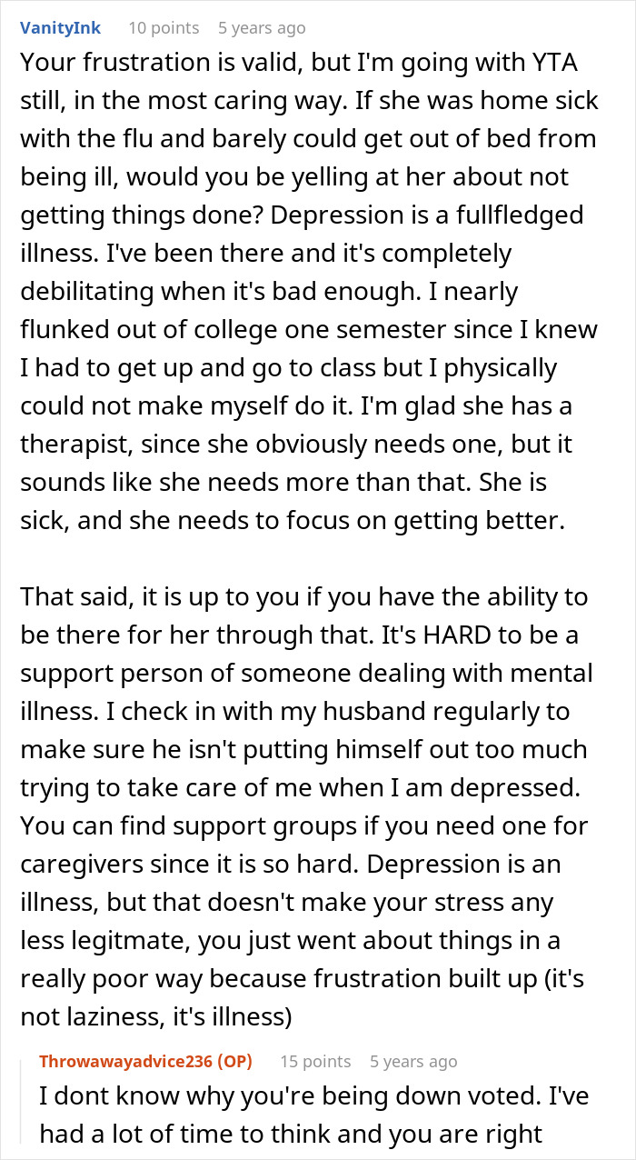 Reddit user discusses depression as an illness, not laziness, emphasizing the challenge of supporting someone with mental health struggles. Reddit user discusses depression as an illness, not laziness, emphasizing the challenge of supporting someone with mental health struggles.
