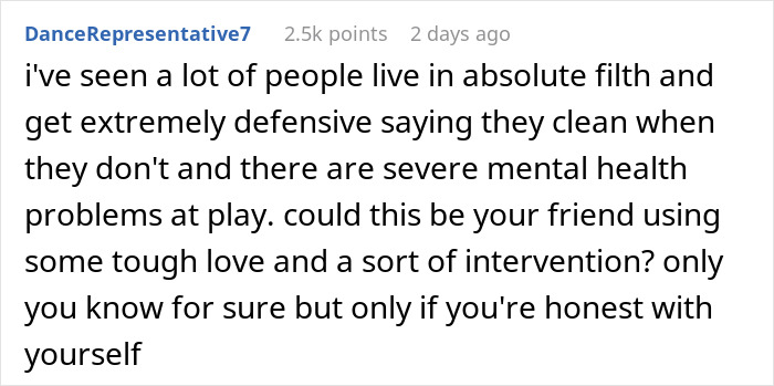 Comment discussing exhausted mom shamed for messy house, highlighting mental health and tough love intervention concerns. Comment discussing exhausted mom shamed for messy house, highlighting mental health and tough love intervention concerns.