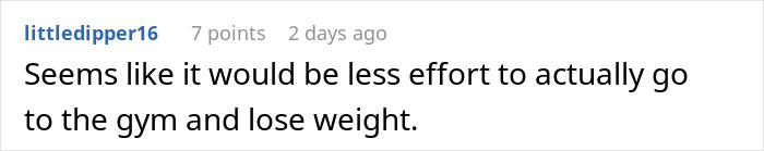 Comment from Reddit user littledipper16 about gym effort and weight loss, highlighting gym influencer trust issues. Comment from Reddit user littledipper16 about gym effort and weight loss, highlighting gym influencer trust issues.