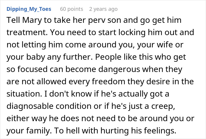 Comment warning about 11-year-old acting creepy around stepsister who gave birth, urging parents to seek help immediately. Comment warning about 11-year-old acting creepy around stepsister who gave birth, urging parents to seek help immediately.
