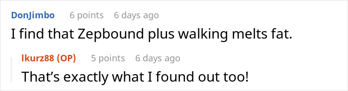Screenshot of an online conversation discussing weight loss methods related to how Costco helped a woman lose 130 lbs. Screenshot of an online conversation discussing weight loss methods related to how Costco helped a woman lose 130 lbs.