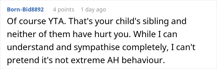Screenshot of a Reddit comment discussing extreme behavior, related to a woman expecting help from her ex-husband after leaving him. Screenshot of a Reddit comment discussing extreme behavior, related to a woman expecting help from her ex-husband after leaving him.