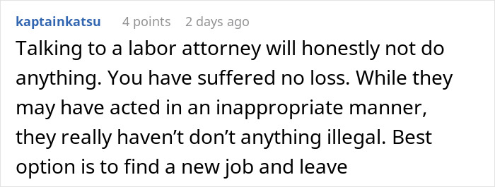 Screenshot of a Reddit comment discussing whether exposing management and HR to coworkers is worth the difficulty.